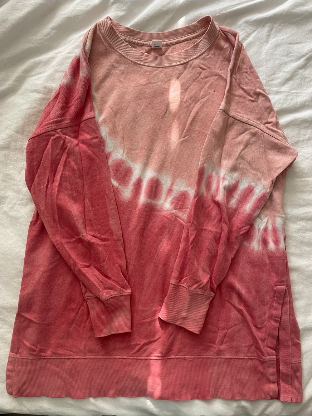 Old Navy Pink and White Tie-Dye Crewneck Sweater